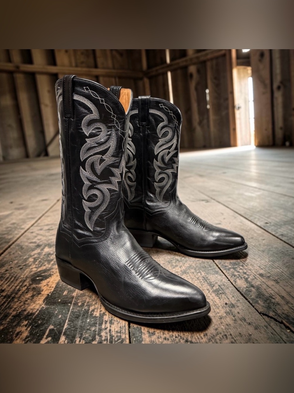 Dan Post Men's Milwaukee Cowboy Boots Black Leather J Toe Size 11.5 EW